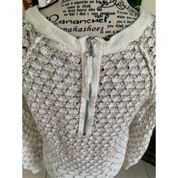 Anthropologie Moth Cream And Beige Honeycomb Knit  Sweater - Picture 3 of 8